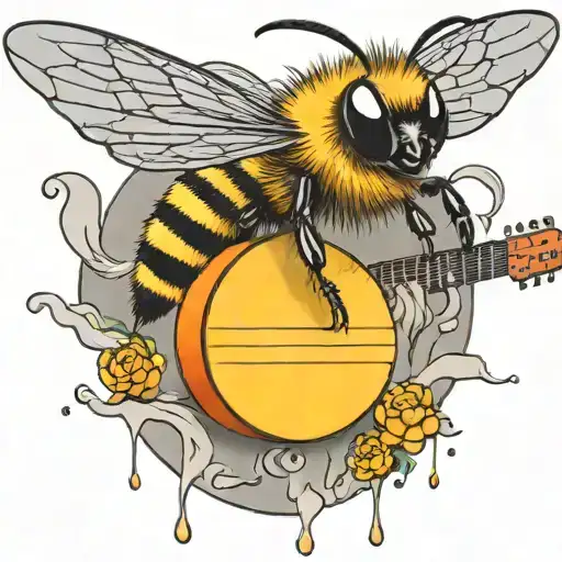 Bee Flying On Scateboard Playing Guitar
