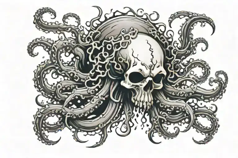 A Ghost With A Skull And Tentacles