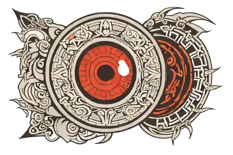 Date Tattoo With Mangekyo Sharingan Eye In The Background