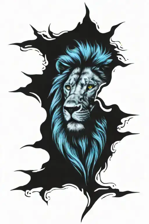 Lion's Head With Blue Eyes On A Roman Numeral Scale