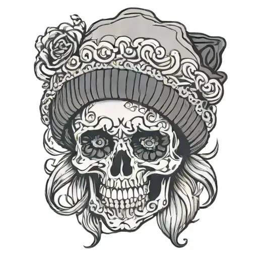 Feminine Skull Wearing A Beanie