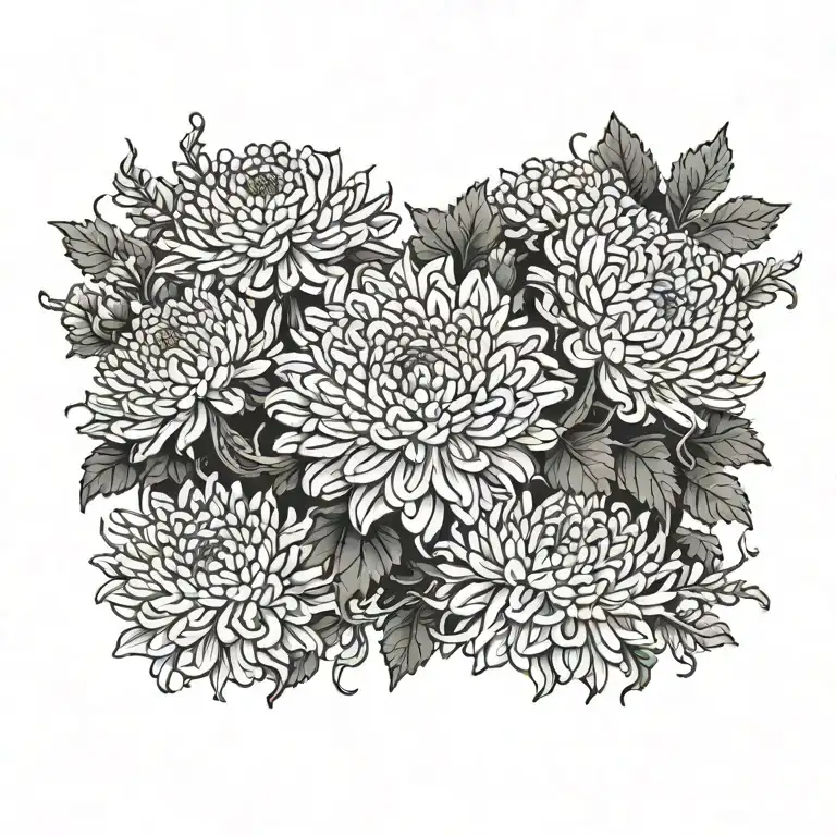 Chrysanthemum Flower With Roots Wrapped Around Brain