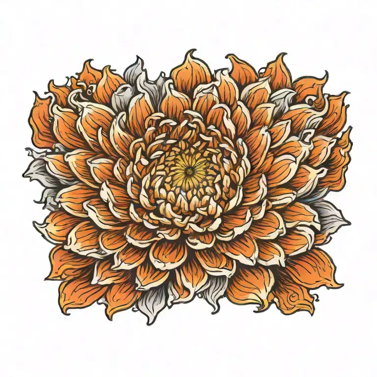Chrysanthemum Flower On Fire