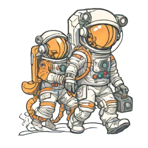 Cartoon Realism Astronaut Reaching Couples