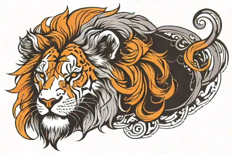 Leo Zodiac Sign With Orange Lion