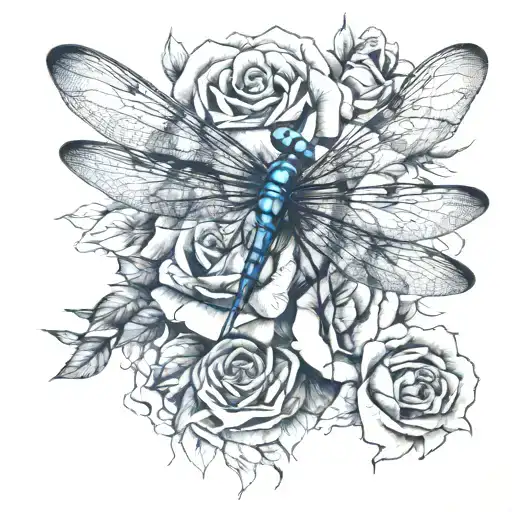 Dragonfly On A Rose