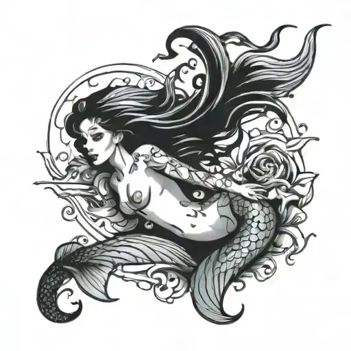 Mermaid Girl Lounging