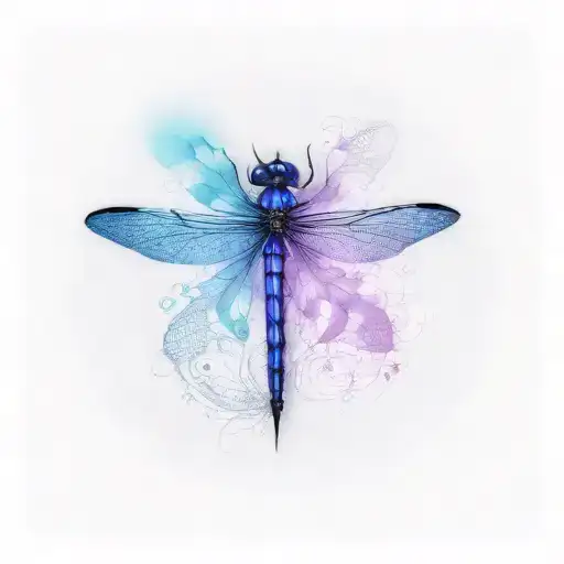 Dragonfly Side Profile 3D Blue And Purple