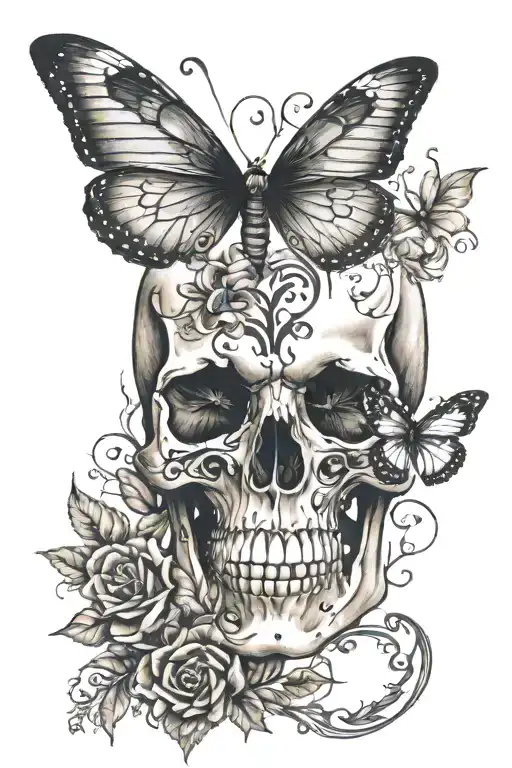 Skull And Butterfly Made