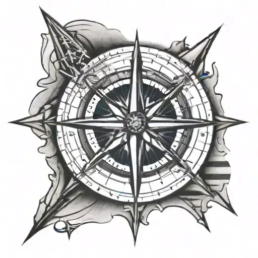 Navy Nautical Compass With American Flag