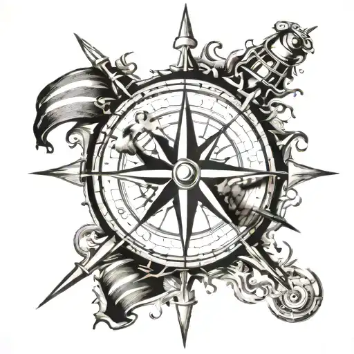 Nautical Compass American Flag