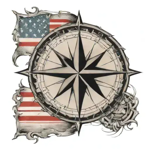 Nautical Compass American Flag