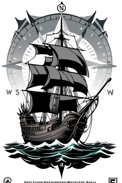 Nordic Compass Backround With A Viking Ship With The Island Flag Sailing Towards
