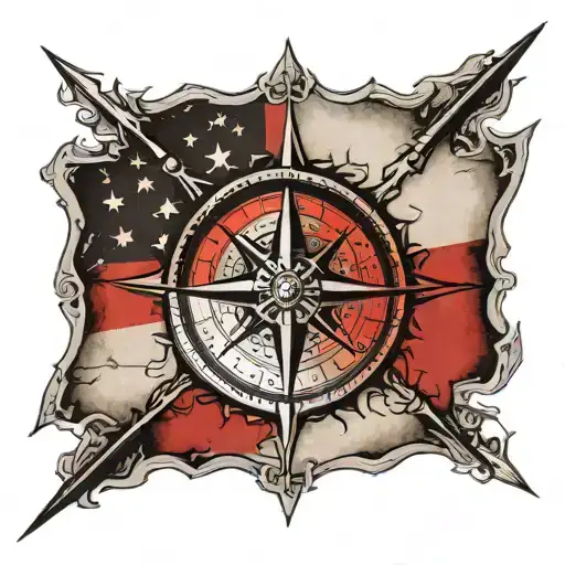Nautical Compass American Flag