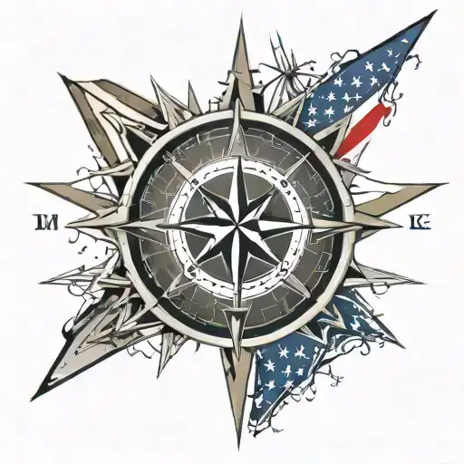 Nautical Compass American Flag