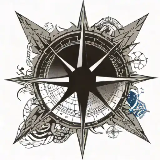 Navy Nautical Compass With American Flag