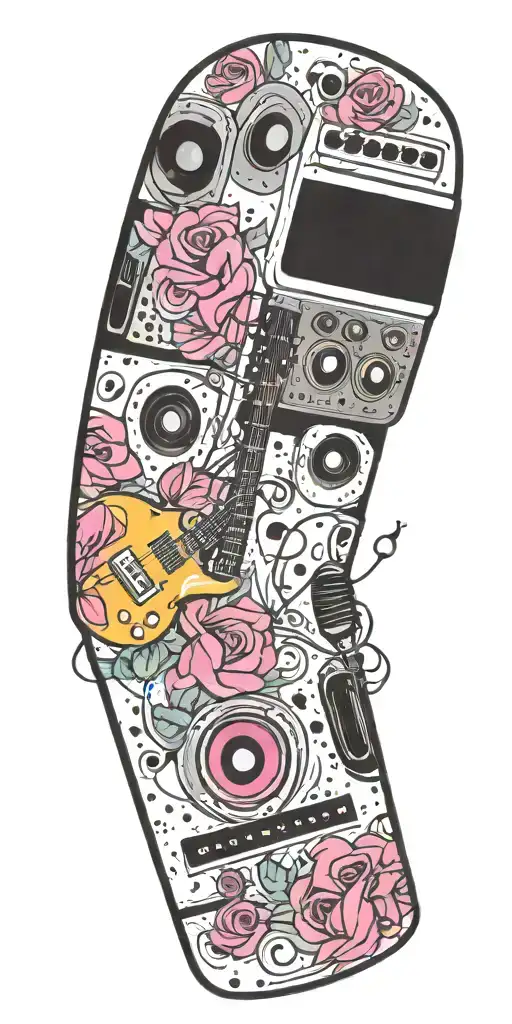 Rock Music Bands Speaker Playing Colorful Sounds Of Music