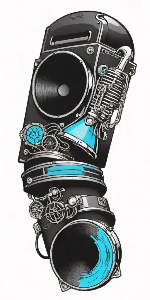 Musical Instruments And Speaker Playing Colorful Sounds Of Music