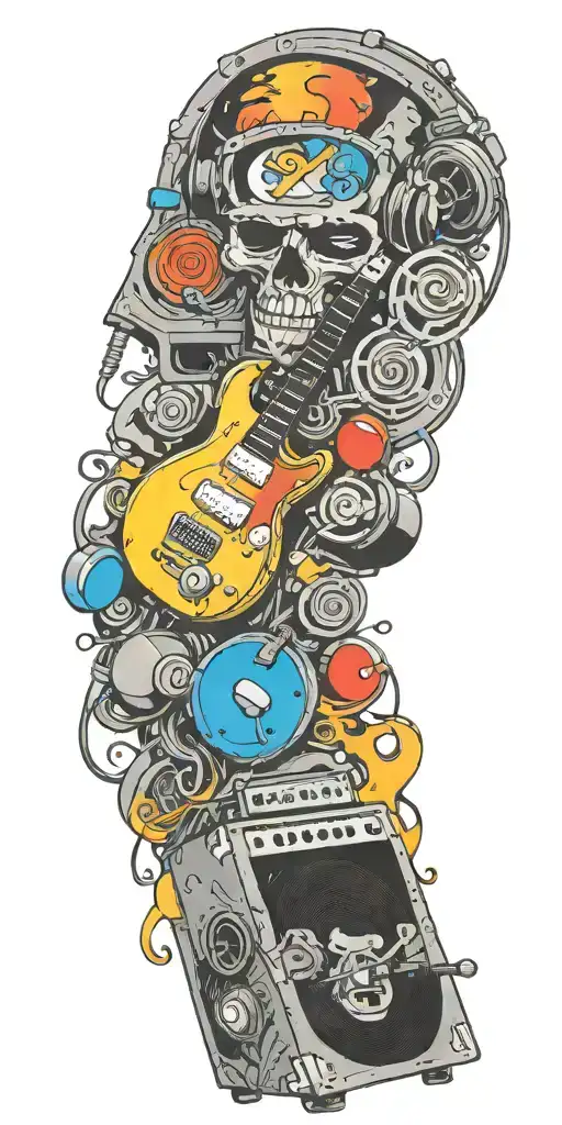 Rock Music Bands Speaker Playing Colorful Sounds Of Music