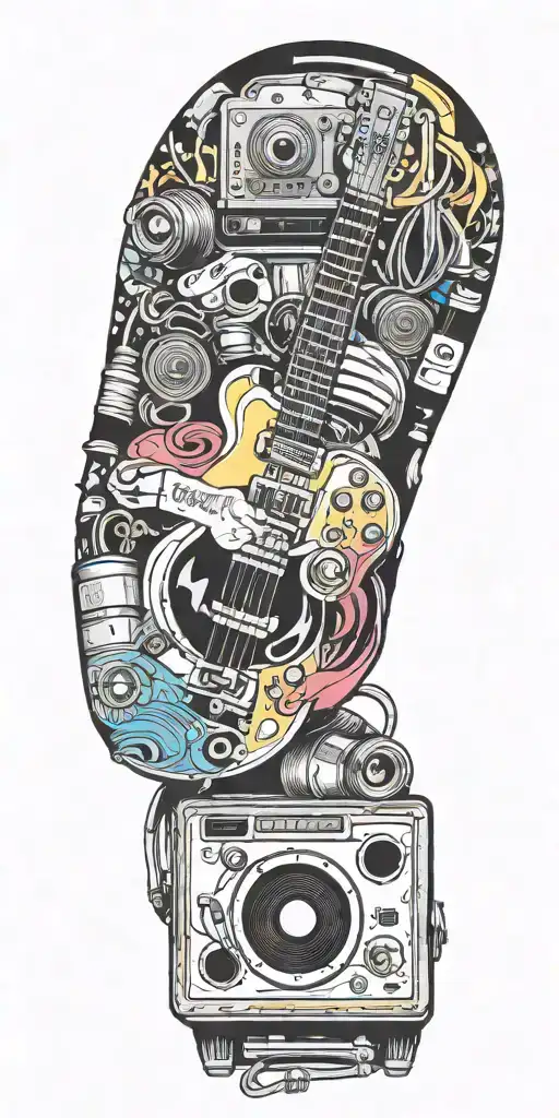 Rock Music Bands Speaker Playing Colorful Sounds Of Music