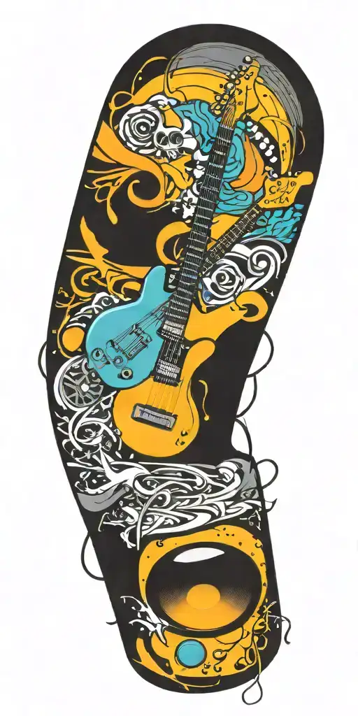 Rock Music Bands Speaker Playing Colorful Sounds Of Music