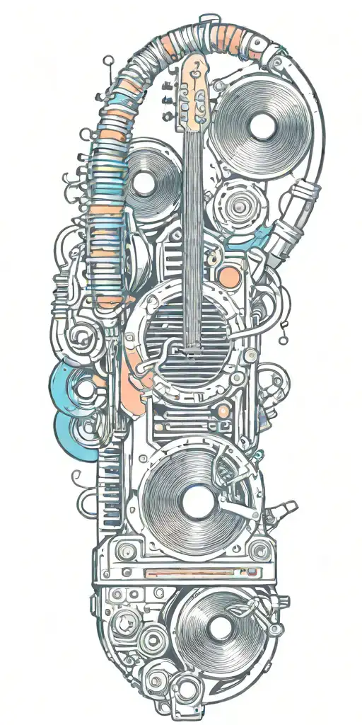 Musical Instruments And Speaker Playing Colorful Sounds Of Music