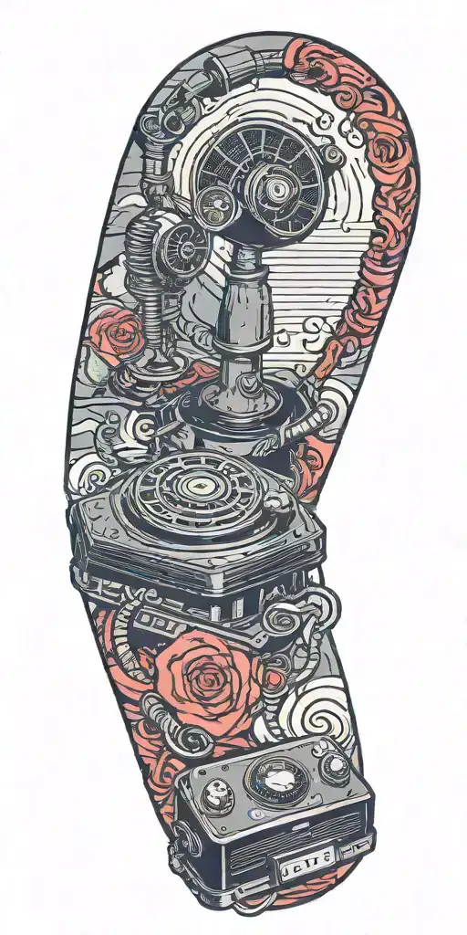 Old School Phone And Record Player Tornado