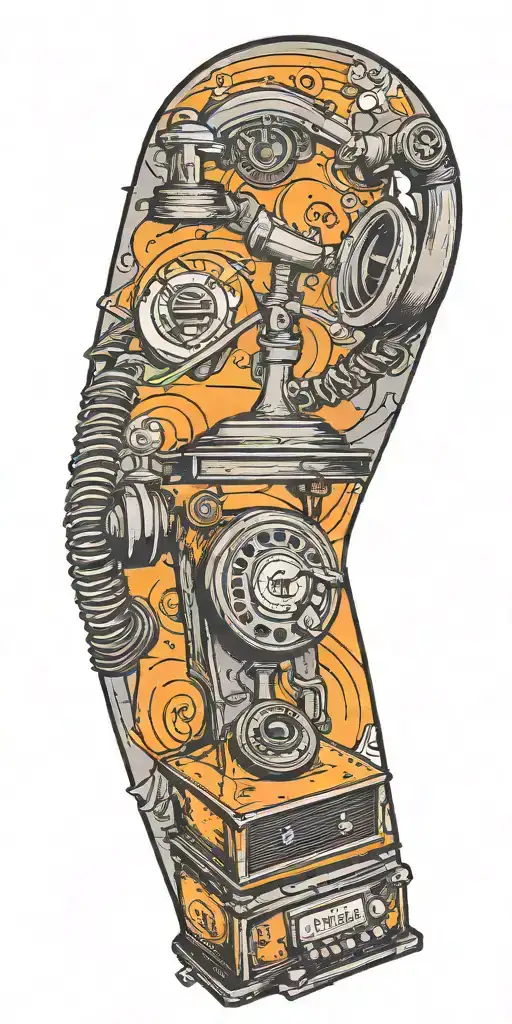 Old School Phone And Record Player Tornado