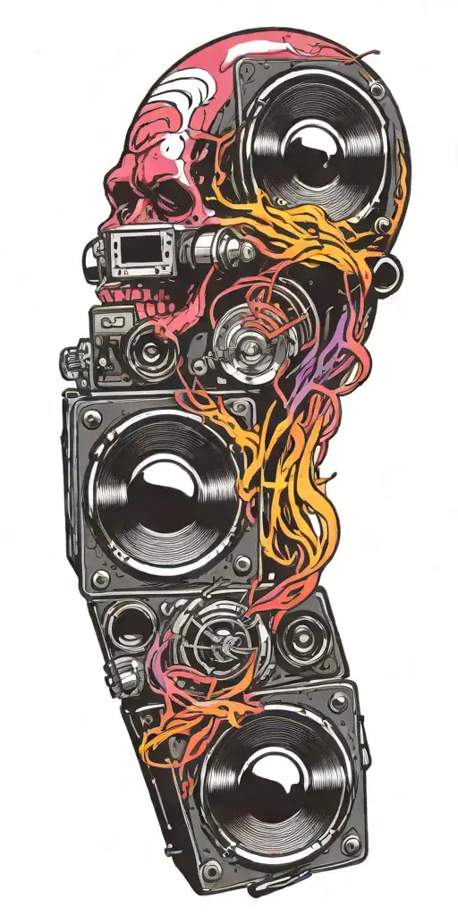 Speaker Playing Colorful Sounds Of Music