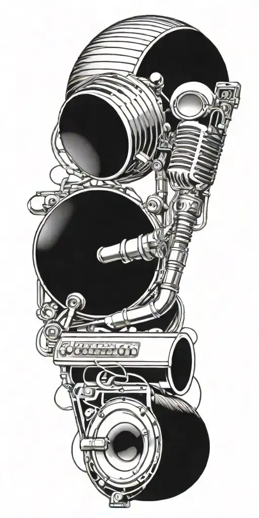 Musical Instruments And Speaker Playing Colorful Sounds Of Music