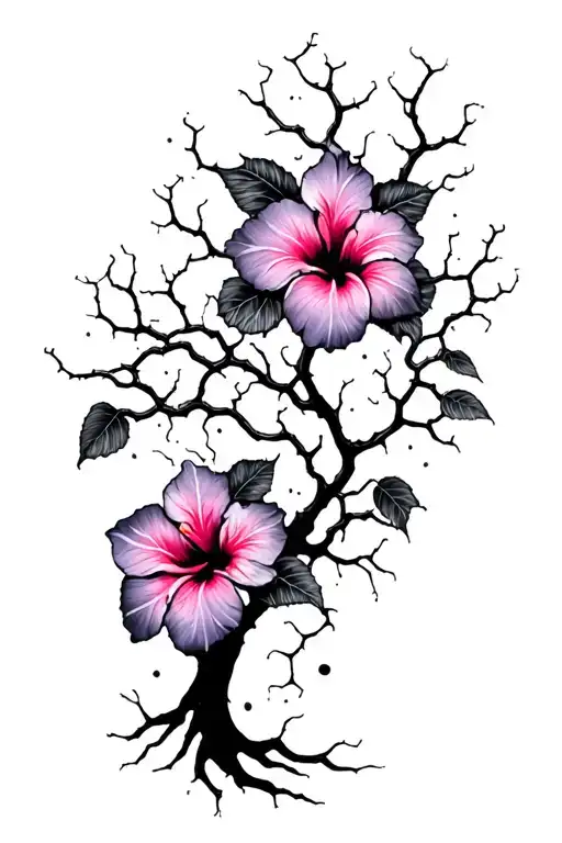 Psychedelic Hibiscus Tree And Neurons