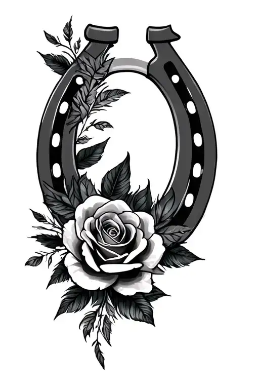 Feather Background With Roses And A Horseshoe
