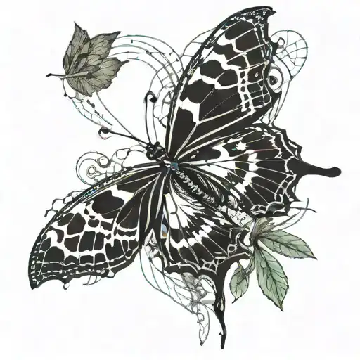 Butterfly Landing On Plant Sprouting From The Ground Surrounded With Fallen Leafs Healing Ptsd