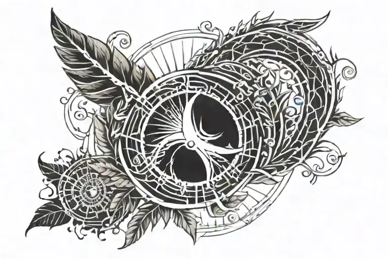 Laurel Wreath With Sun And Cresent Moon In Middle