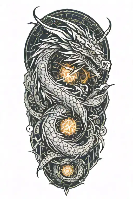 Dragon Wrapped Around A Lightning Storm