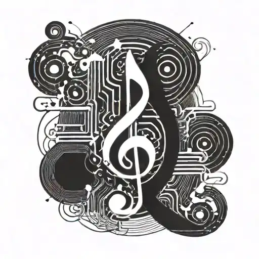 A Cosmic Music Note Swirling Through Space Surrounded