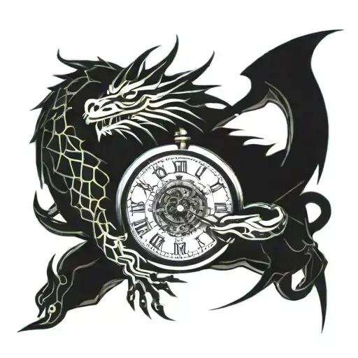 Dragon Wrapped Around Pocket Watch Tightly