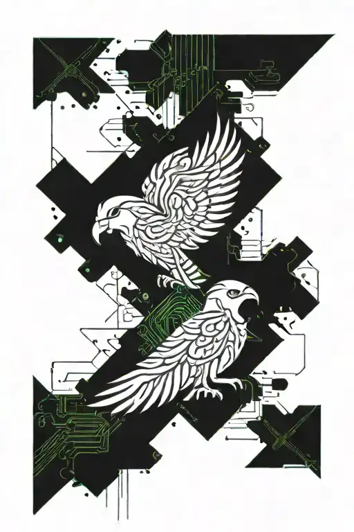 Star Of David And Phoenix Bird Flying