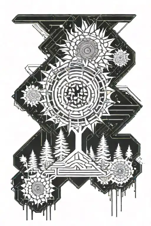 Sunflower Pine Trees Mountain