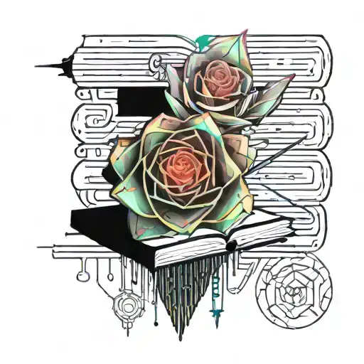 Stack Of Books And A Crystal Rose