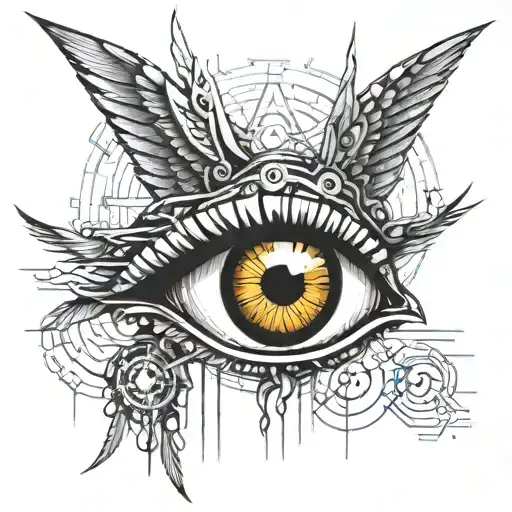 Eye With Angel And Devil Wing
