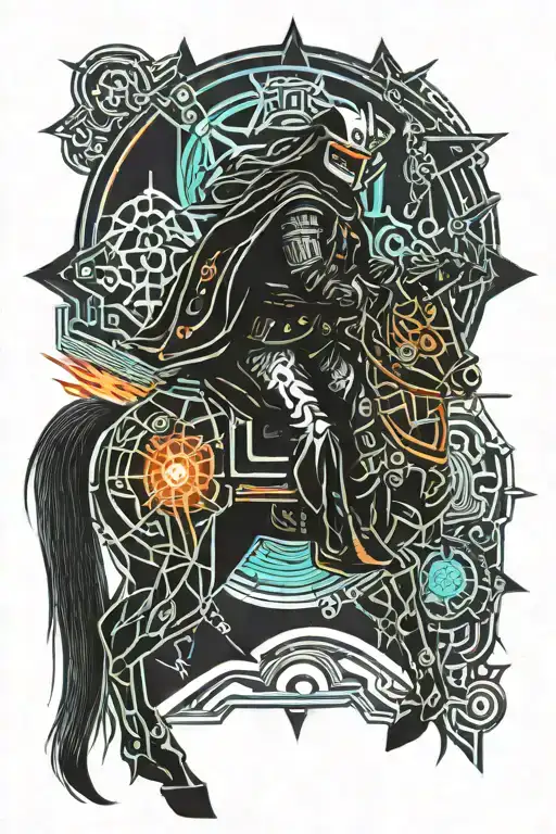 Death Samurai On Horse Riding Over Souls