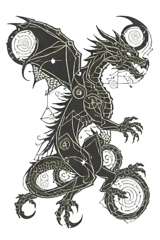 Dragon Holding Astrology Symbols In Each Hand