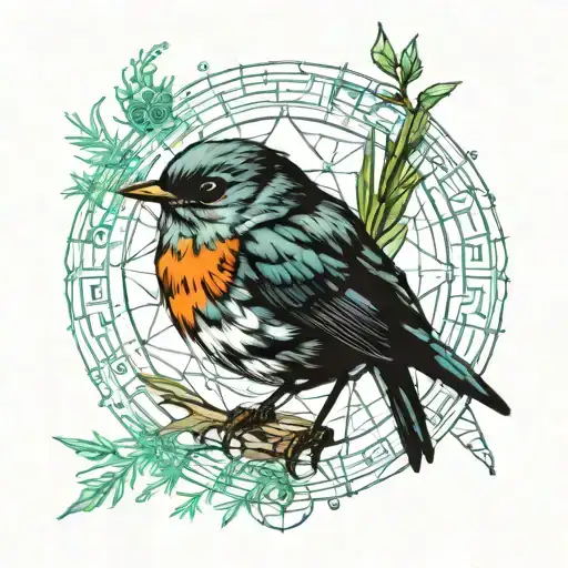 Robin Perched On Rosemary