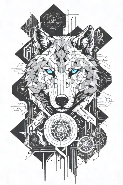 I Want A Full Arm Sleeve Tattoo I Want It To Have A Wolf With Blue Eyes