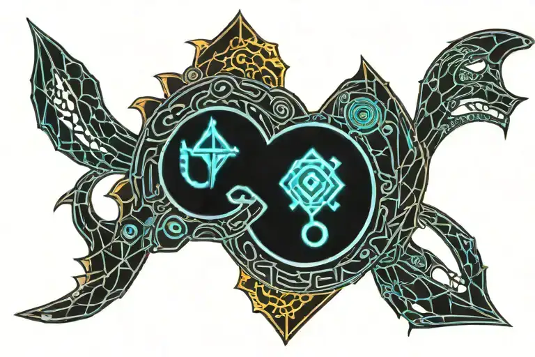 Ouroboros And Aquarius Wave Sign