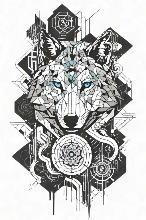 I Want A Full Arm Sleeve Tattoo I Want It To Have A Wolf With Blue Eyes