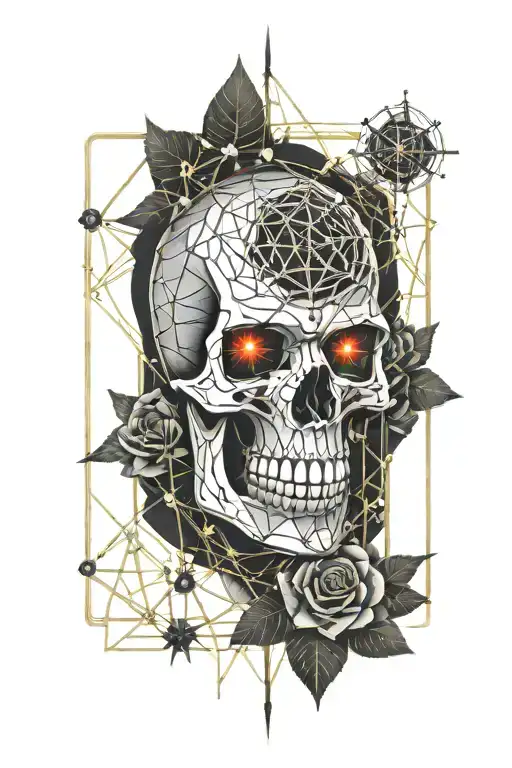 Skull Roses Spiderwebs Connecting Chains