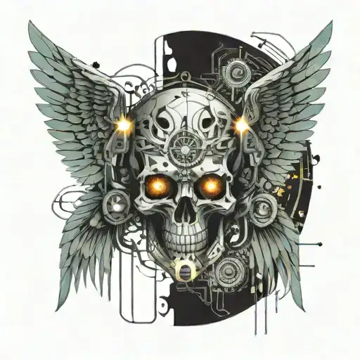 Skull And Angel Wings Wrapped Loosely