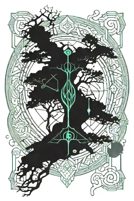 Yggdrasil Tattoo With 5 Elements Intertwined